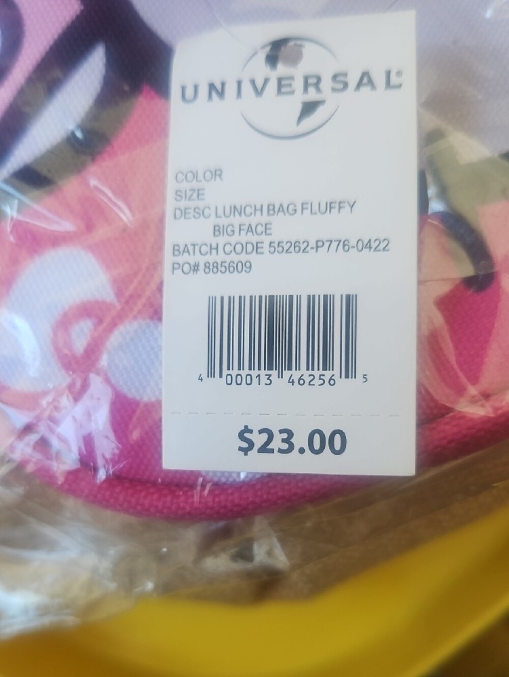 Kids Unicorn Lunch BAG Fluffy Big Face - Pink & Purple with Gold Horn - Picture 4 of 4